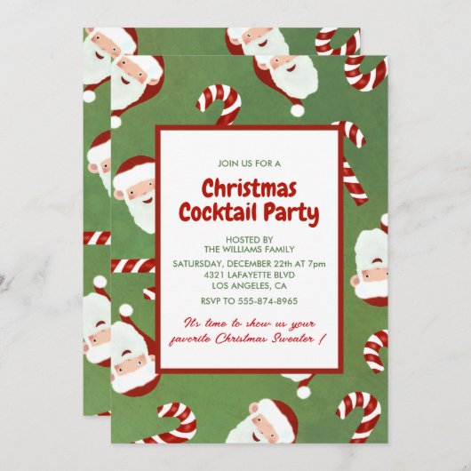 Kerstfeestje Santa Barley Sugar Kaart (Voorkant / Achterkant)