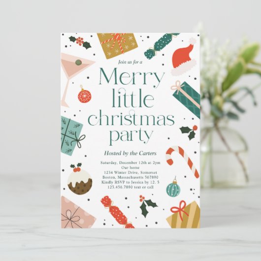 Kerstfeestje Vakantiefeest Kaart (Staand voorkant)