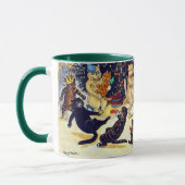Kerstfeestje van de katten, Louis Wain Mok (Links)