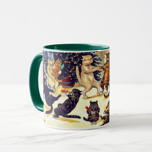 Kerstfeestje van de katten, Louis Wain Mok (Voorkant links)