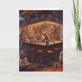 Kerstfeestje van wezens in de bar klant kaart