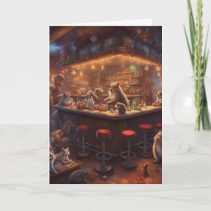 Kerstfeestje van wezens in de bar klant kaart