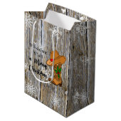 Kerstfeestjes Cowboy Boots en Pet Snowflakes Medium Cadeauzakje (Voorkant Gekanteld)