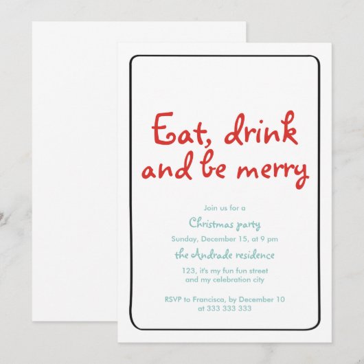 kerstfeestjes Drink zijn mooi blauw rood eenvoudig Kaart (Voorkant / Achterkant)