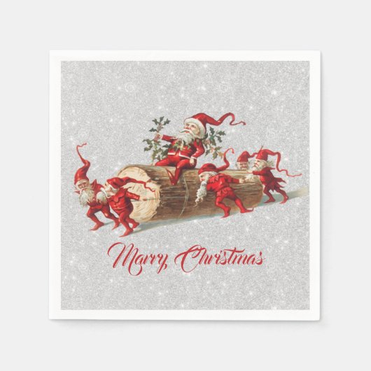  kerstfeestjes Feestdagen Glitter Servet (Voorkant)