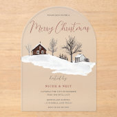 Kerstfeestjes, gezelschap/familie, prettige kerst acryl uitnodigingen (Voorkant)