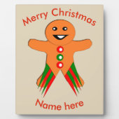 kerstfeestjes Gingerbrood Man Aangepast Plaque Fotoplaat (Voorkant)