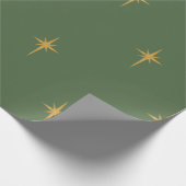 Kerstfeestjes Gold Foil Star in Fir Tree Green Cadeaupapier (Hoek)