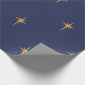 Kerstfeestjes Gold Foil Star in Midnight Blue Cadeaupapier (Hoek)