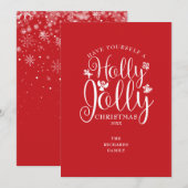 Kerstfeestjes Holly Jolly Elegant Script Feestdagenkaart (Voorkant / Achterkant)