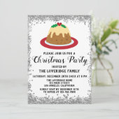 Kerstfeestjes met een rode zilver glitter kaart (Staand voorkant)