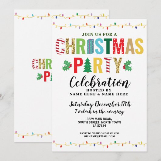 kerstfeestjes met Feestdagen Kaart (Voorkant / Achterkant)