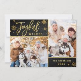 kerstfeestjes met gouden Lijst 2-FOTO-groet Feestdagenkaart