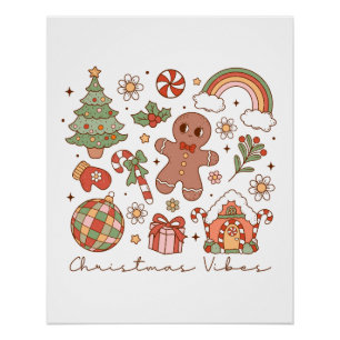 Kerstfeestjes met kerstcadeaus perfect poster
