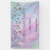 Kerstfeestjes met mousserende regenboogholografisc spandoek (Verticaal)