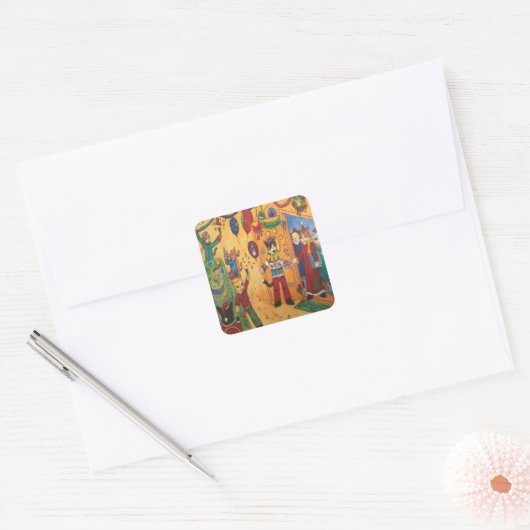 Kerstfeestjes Rechthoekige sticker (Envelop)