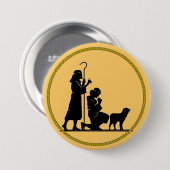 kerstfeestjes Silhouette Ronde Button 7,6 Cm (Voorkant /achterkant)