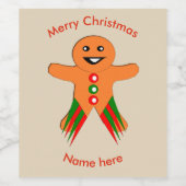 kerstfeestjes voor ontbijtkoek wijn etiket (Enkel label)