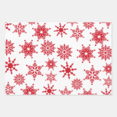 Kerstfeestjes, witte en rode sneeuwvlokken inpakpapier vel (Voorkant)