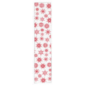 Kerstfeestjes, witte en rode sneeuwvlokken korte tafelloper (Voorkant)