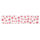 Kerstfeestjes, witte en rode sneeuwvlokken korte tafelloper (Horizontaal)