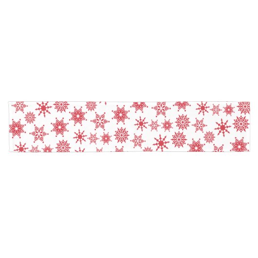 Kerstfeestjes, witte en rode sneeuwvlokken korte tafelloper (Horizontaal)