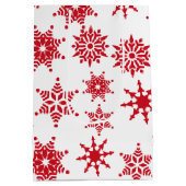 Kerstfeestjes, witte en rode sneeuwvlokken medium cadeauzakje (Achterkant)