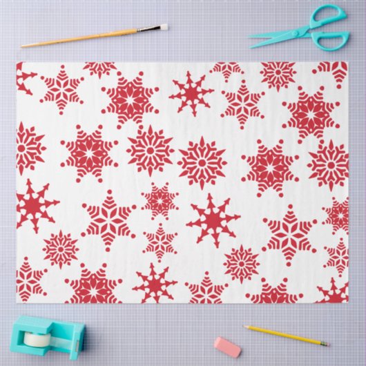 Kerstfeestjes, witte en rode sneeuwvlokken tissuepapier (Craft)