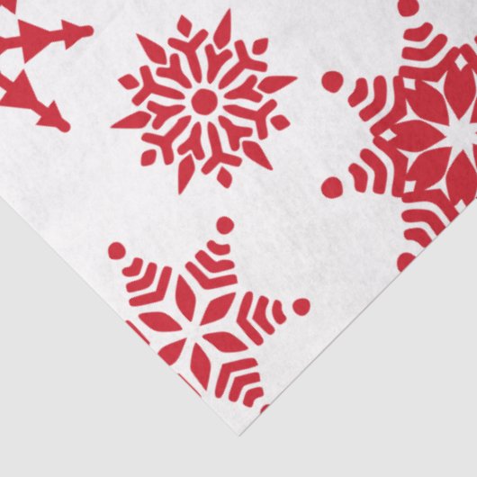 Kerstfeestjes, witte en rode sneeuwvlokken tissuepapier (Detail)