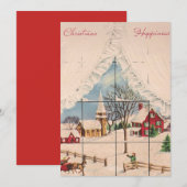 kerstfeestkaart in het winterraam feestdagenkaart (Voorkant / Achterkant)