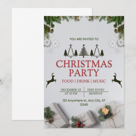 kerstfeestkaart kaart (Voorkant / Achterkant)