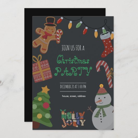 kerstfeestkaart kaart (Voorkant / Achterkant)