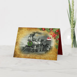 kerstfeestkaart met stuurcabine feestdagen kaart