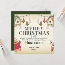 Kerstfeestkaart & Vierkante Plat Kaart met Knuffel
