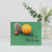 Kerstfeestkaart voor Basketball Briefkaart (Staand voorkant)