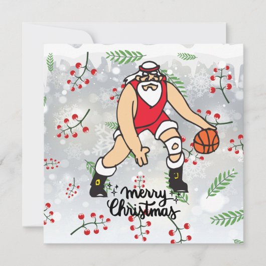 Kerstfeestkaart voor Basketball met kerstcadeaubon (Voorkant)