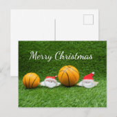 Kerstfeestkaart voor Basketball met kerstcadeaubon Briefkaart (Voorkant / Achterkant)