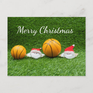 Kerstfeestkaart voor Basketball met kerstcadeaubon Briefkaart