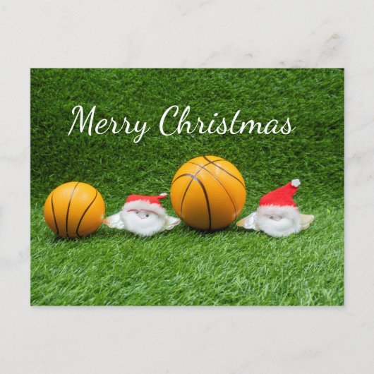Kerstfeestkaart voor Basketball met kerstcadeaubon Briefkaart (Voorkant)