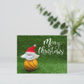 Kerstfeestkaart voor Basketball met kerstcadeaubon Briefkaart (Staand voorkant)