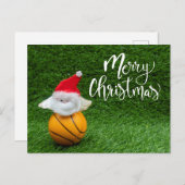Kerstfeestkaart voor Basketball met kerstcadeaubon Briefkaart (Voorkant / Achterkant)