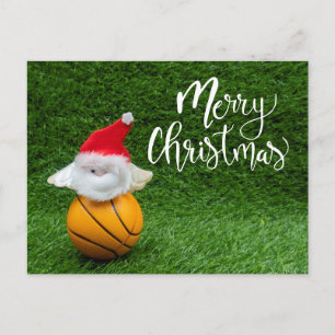 Kerstfeestkaart voor Basketball met kerstcadeaubon Briefkaart