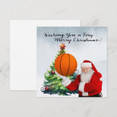 Kerstfeestkaart voor Basketball met kerstcadeaubon Feestdagenkaart (Voorkant / Achterkant)