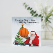 Kerstfeestkaart voor Basketball met kerstcadeaubon Feestdagenkaart (Staand voorkant)