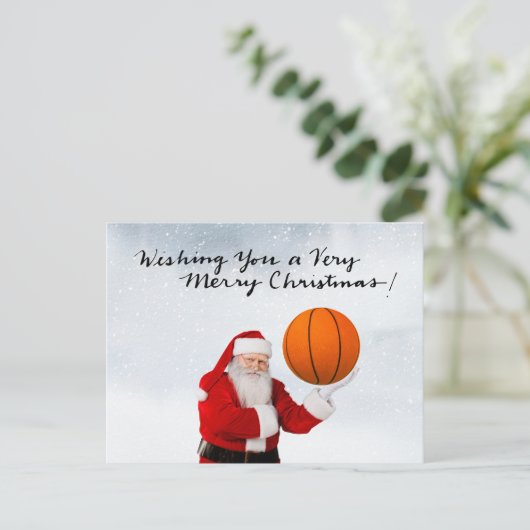 Kerstfeestkaart voor Basketball met kerstcadeaubon Feestdagenkaart (Staand voorkant)