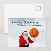 Kerstfeestkaart voor Basketball met kerstcadeaubon Feestdagenkaart (Voorkant / Achterkant)
