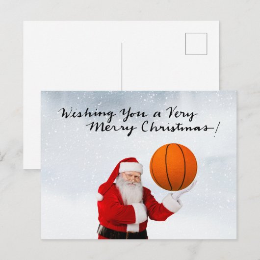 Kerstfeestkaart voor Basketball met kerstcadeaubon Feestdagenkaart (Voorkant / Achterkant)