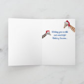 Kerstfeestkaart voor de Giraffe Feestdagen Kaart (Binnen)