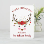 Kerstfeestkaart voor rendieren feestdagenkaart (Staand voorkant)