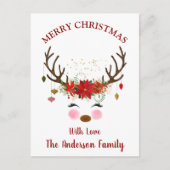 Kerstfeestkaart voor rendieren feestdagenkaart (Voorkant)